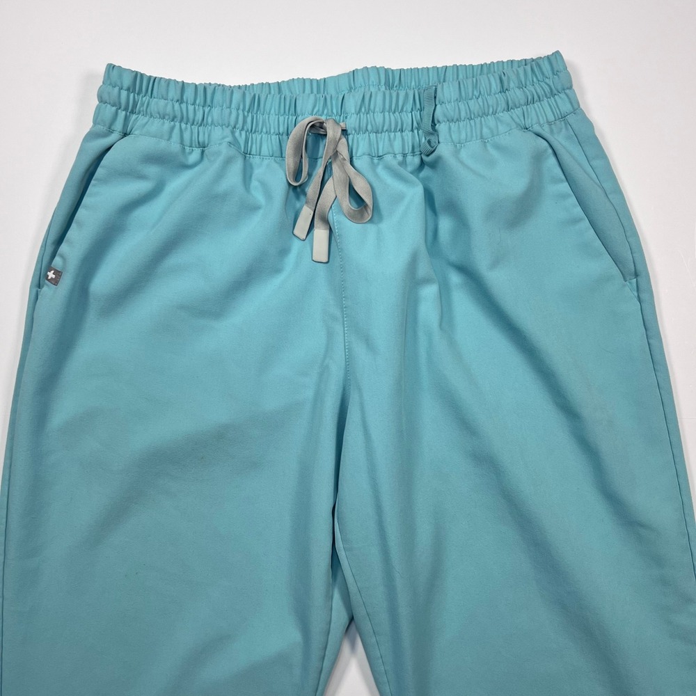 FIGS Technical Collection Scrub Pants Women XL Aqua Teal Straight Leg Drawstring - Picture 13 of 13